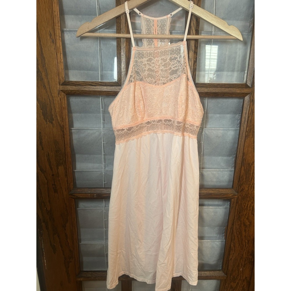 Anthropologie Floreat Viola Chemise Peach Lace Racerback Nightgown Dress XS